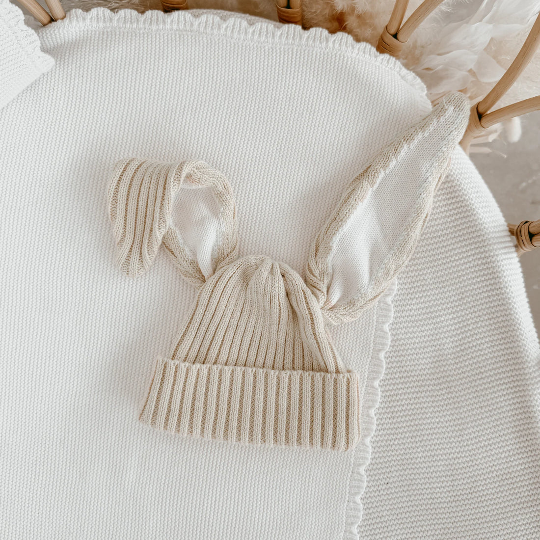 Blossom &amp; Pear vauvan pipo Flopsy Bunny Beanie, pehmeä puuvillainen neulepipo