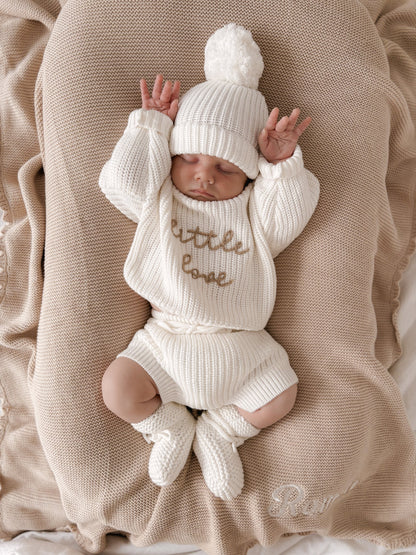 Blossom &amp; Pear vauvan tupsupipo Mini Knit Beanie, pehmeä ja kevyt puuvillaneule