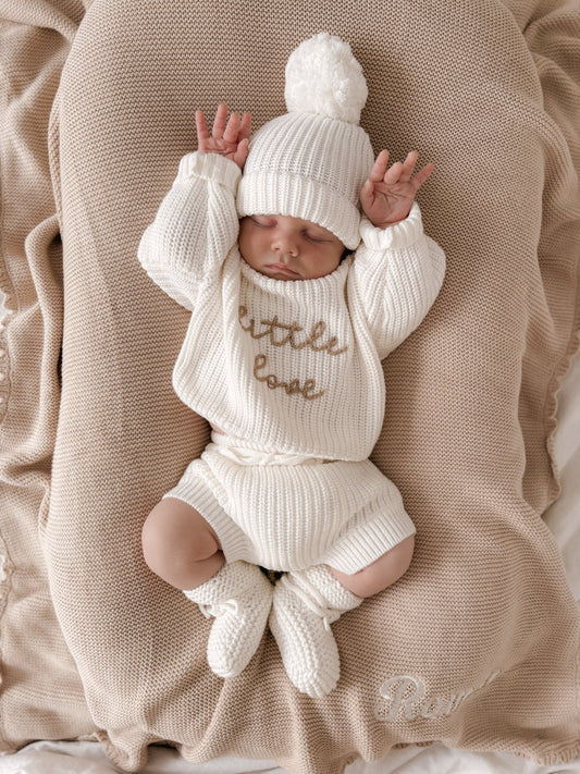 Blossom & Pear vauvan tupsupipo Mini Knit Beanie, pehmeä ja kevyt puuvillaneule