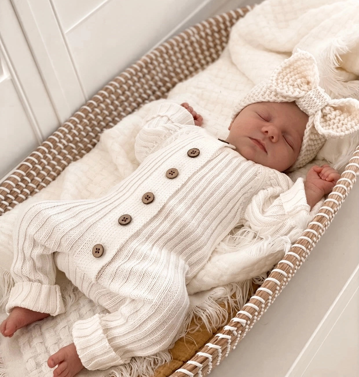 Little B's Nursery Ribbed Romper, Milk