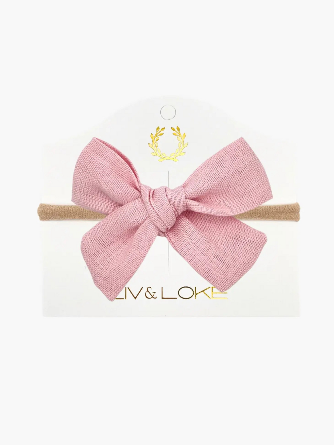 Liv & Loke Ester Linen-rusettipanta, Baby Pink