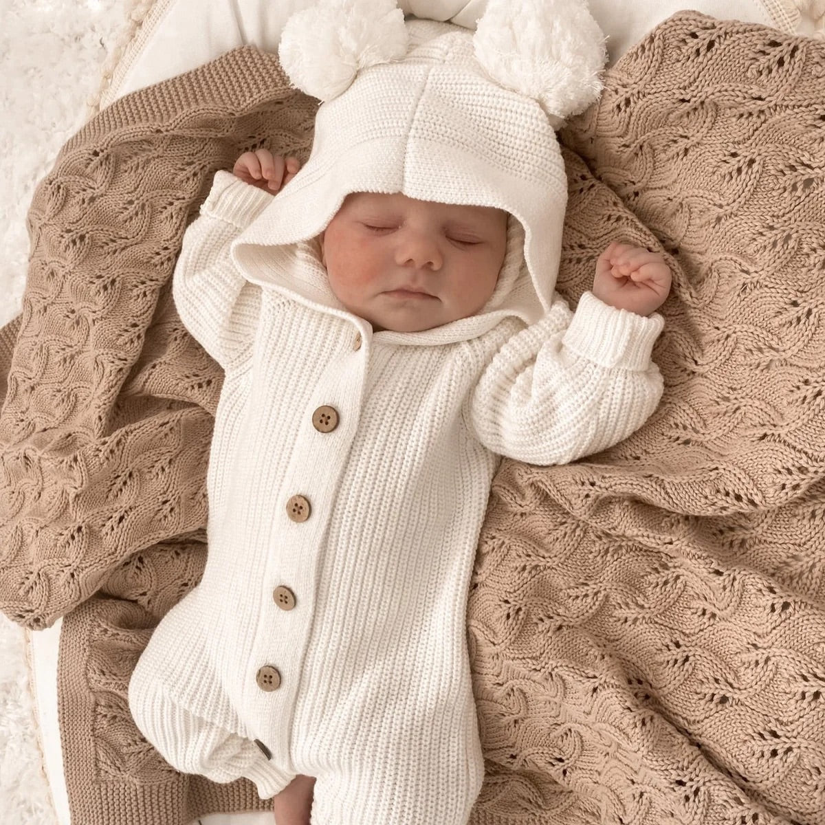 Little B's Nursery Classic Knit Hoodie, Milk